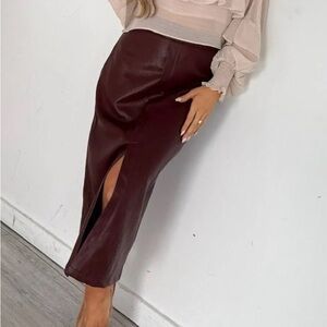 Elegant Burgundy Midi Skirt